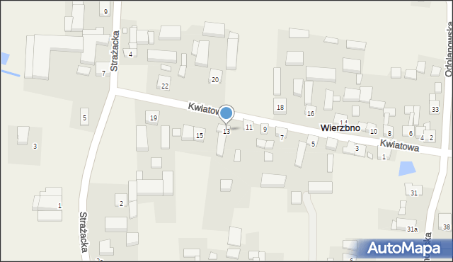 Wierzbno, Kwiatowa, 13, mapa Wierzbno