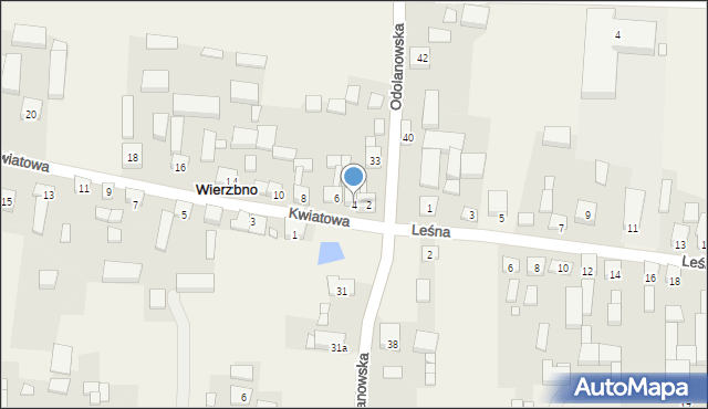 Wierzbno, Kwiatowa, 4, mapa Wierzbno