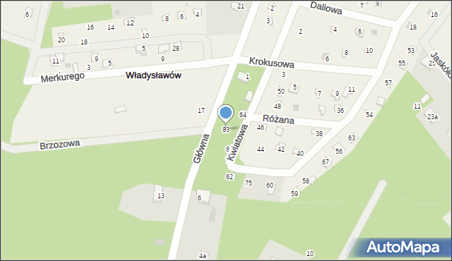 Władysławów, Kwiatowa, 83, mapa Władysławów