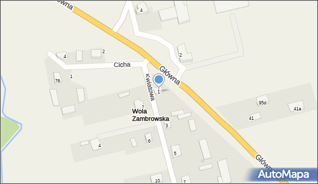 Wola Zambrowska, Kwiatowa, 1, mapa Wola Zambrowska