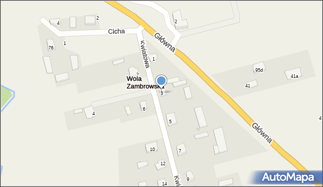 Wola Zambrowska, Kwiatowa, 3, mapa Wola Zambrowska