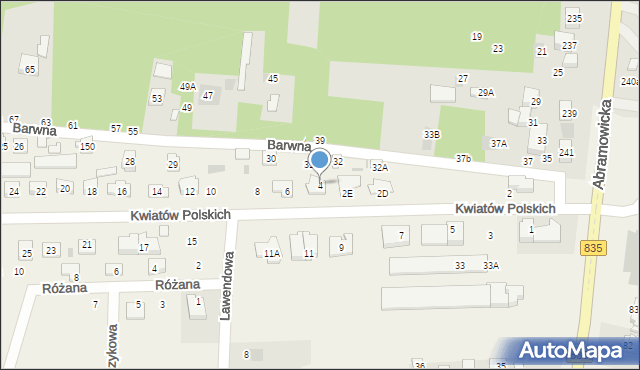 Wólka Abramowicka, Kwiatów Polskich, 4, mapa Wólka Abramowicka