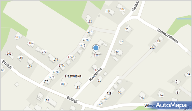 Wrząsowice, Kwiatowa, 126, mapa Wrząsowice