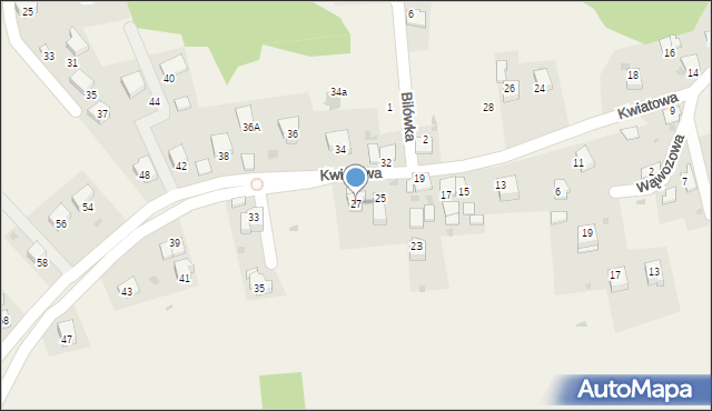 Wrząsowice, Kwiatowa, 27, mapa Wrząsowice