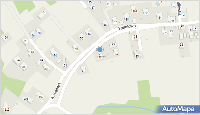 Wrząsowice, Kwiatowa, 43, mapa Wrząsowice