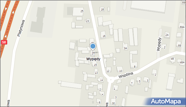 Wypędy, Kwietniowa, 17, mapa Wypędy