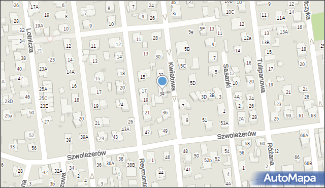 Ząbki, Kwiatowa, 34, mapa Ząbki