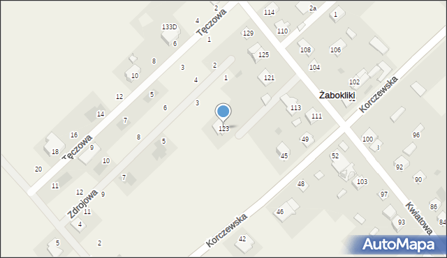 Żabokliki, Kwiatowa, 123, mapa Żabokliki