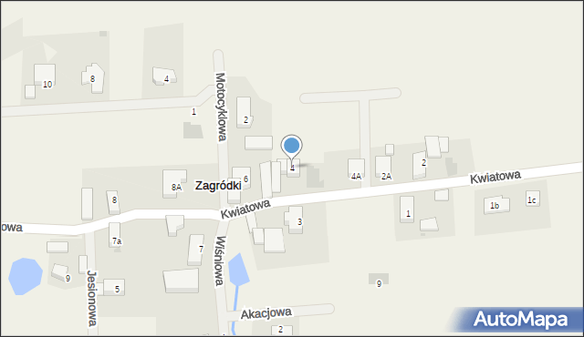 Zagródki, Kwiatowa, 4, mapa Zagródki