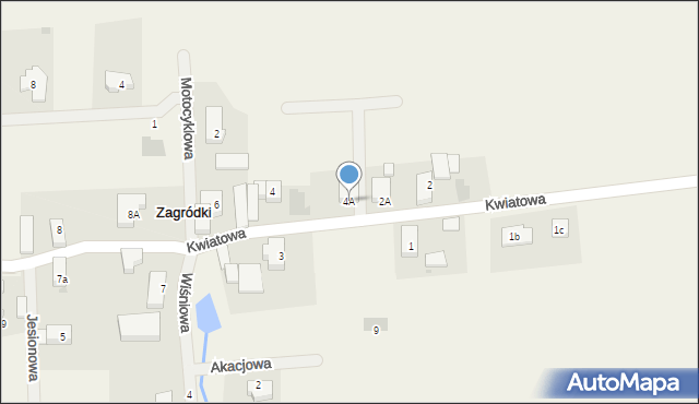 Zagródki, Kwiatowa, 4A, mapa Zagródki