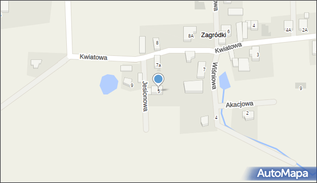 Zagródki, Kwiatowa, 5, mapa Zagródki