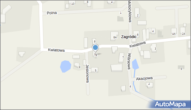 Zagródki, Kwiatowa, 7a, mapa Zagródki