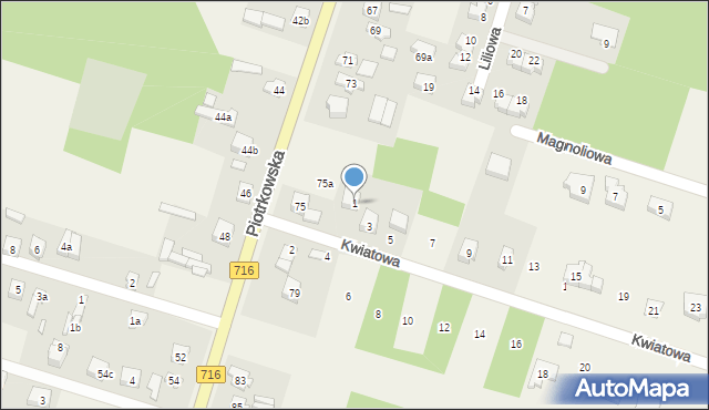 Żakowice, Kwiatowa, 1, mapa Żakowice