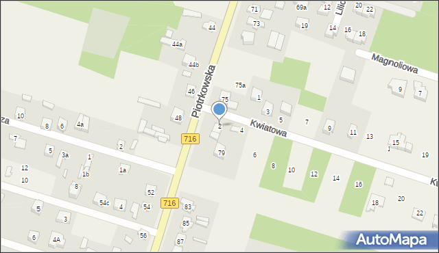 Żakowice, Kwiatowa, 2, mapa Żakowice