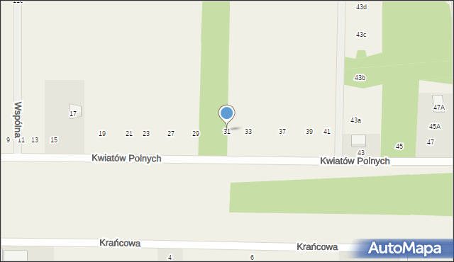 Zawodne, Kwiatów Polnych, 31, mapa Zawodne