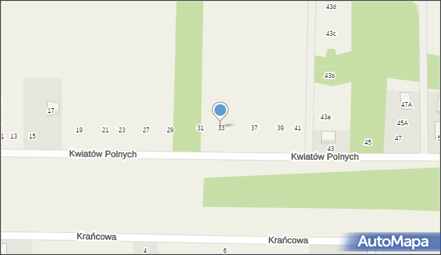 Zawodne, Kwiatów Polnych, 33, mapa Zawodne