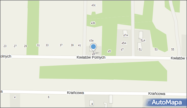 Zawodne, Kwiatów Polnych, 43, mapa Zawodne