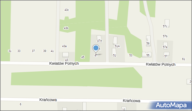 Zawodne, Kwiatów Polnych, 47, mapa Zawodne