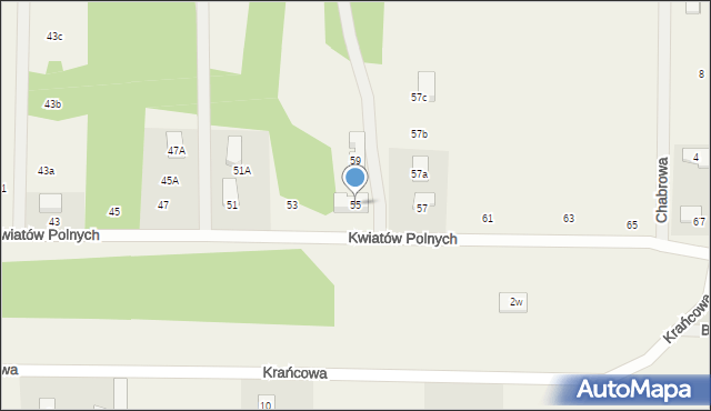 Zawodne, Kwiatów Polnych, 55, mapa Zawodne