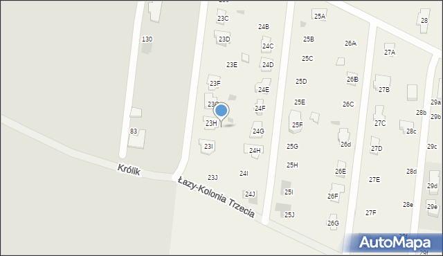 Aleksandrów, Łazy-Kolonia Trzecia, 23H, mapa Aleksandrów