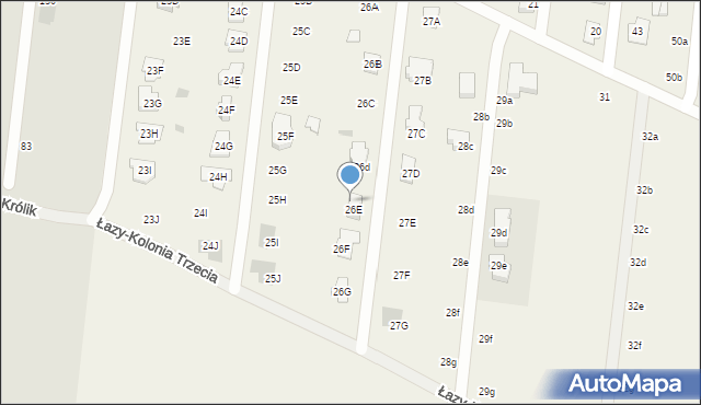 Aleksandrów, Łazy-Kolonia Trzecia, 26E, mapa Aleksandrów