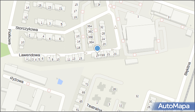 Bielany Wrocławskie, Lawendowa, 17, mapa Bielany Wrocławskie