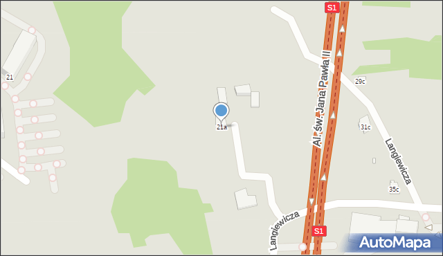 Bielsko-Biała, Langiewicza Mariana, gen., 21a, mapa Bielsko-Białej