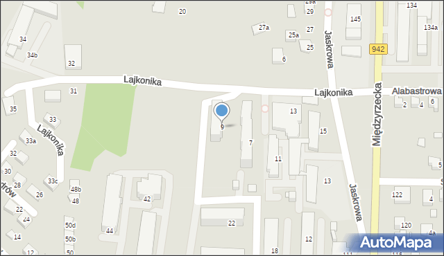 Bielsko-Biała, Lajkonika, 9, mapa Bielsko-Białej