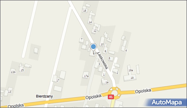 Bierdzany, Laskowska, 5, mapa Bierdzany