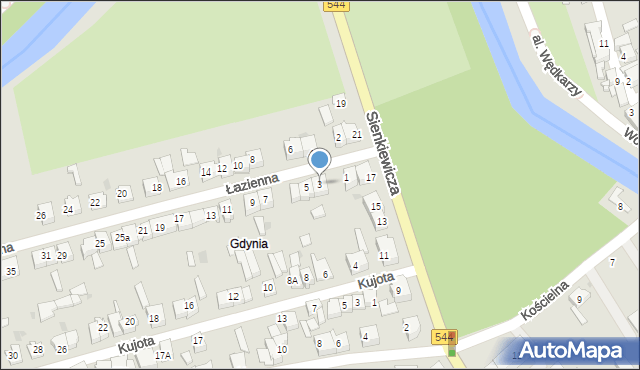 Brodnica, Łazienna, 3, mapa Brodnica