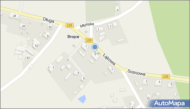 Brojce, Łąkowa, 2, mapa Brojce