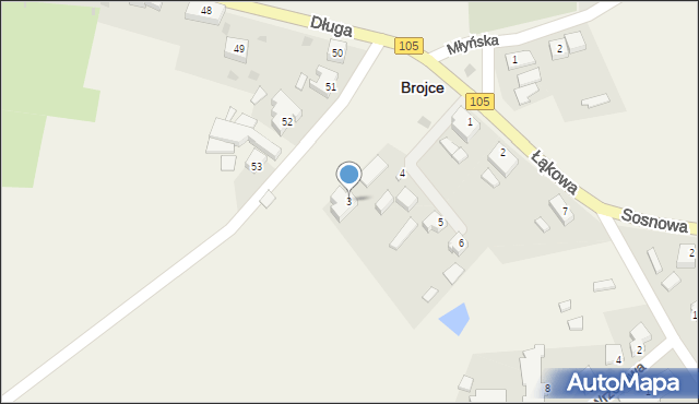 Brojce, Łąkowa, 3, mapa Brojce