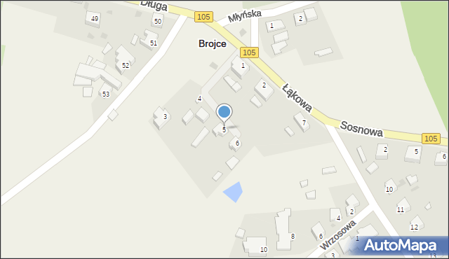 Brojce, Łąkowa, 5, mapa Brojce