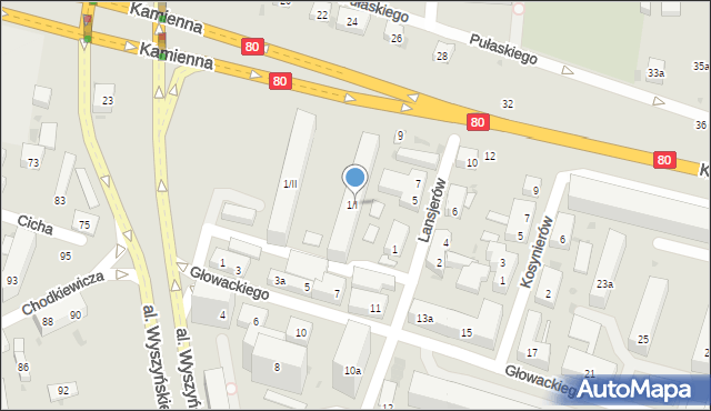 Bydgoszcz, Lansjerów, 1/I, mapa Bydgoszczy