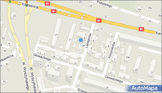 Bydgoszcz, Lansjerów, 3, mapa Bydgoszczy