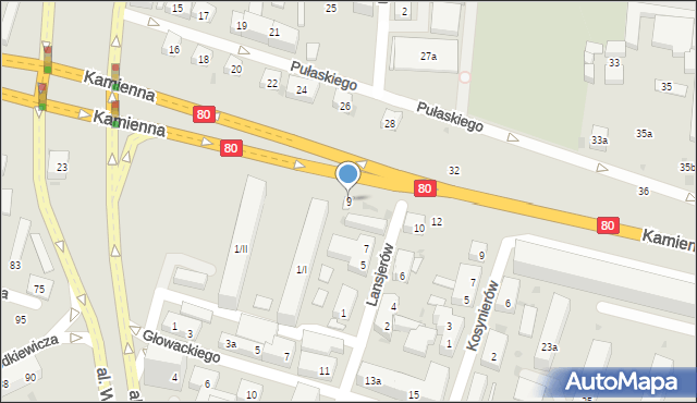 Bydgoszcz, Lansjerów, 9, mapa Bydgoszczy