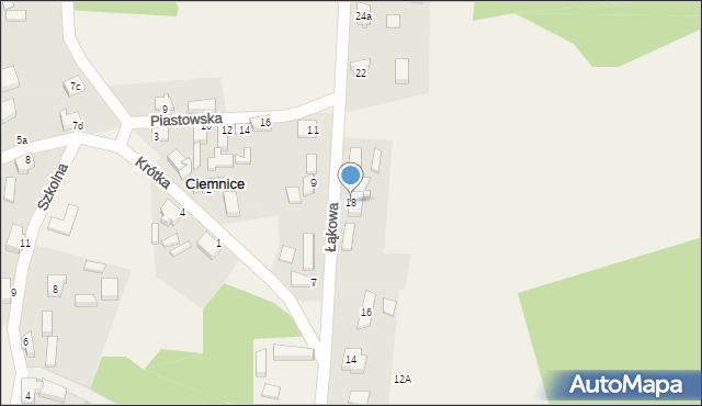 Ciemnice, Łąkowa, 18, mapa Ciemnice