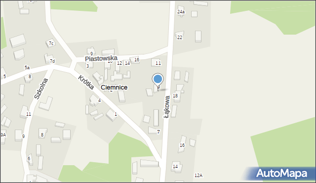 Ciemnice, Łąkowa, 9A, mapa Ciemnice