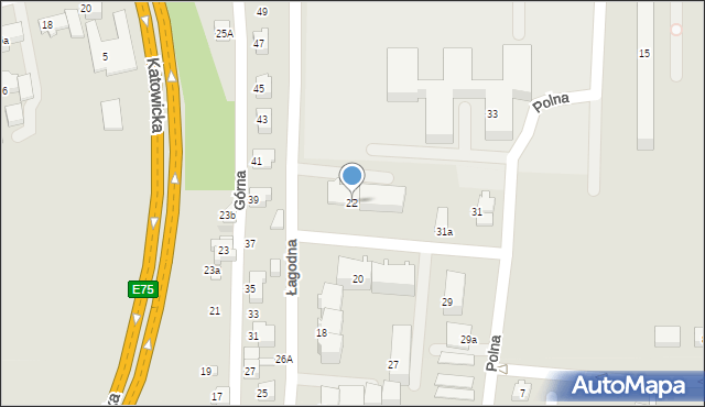 Czechowice-Dziedzice, Łagodna, 22, mapa Czechowic-Dziedzic