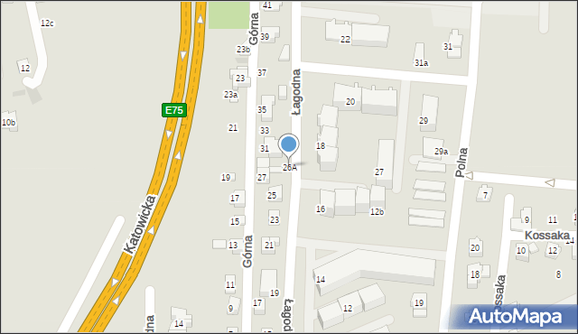 Czechowice-Dziedzice, Łagodna, 26A, mapa Czechowic-Dziedzic