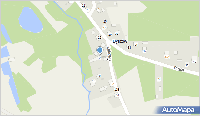 Dyszów, Łąkowa, 2, mapa Dyszów