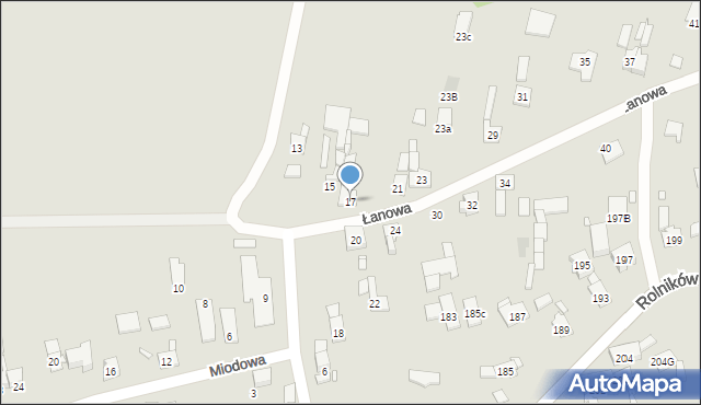 Gliwice, Łanowa, 17, mapa Gliwic