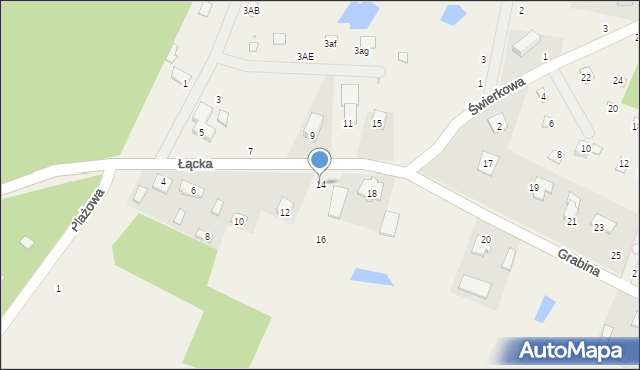 Grabina, Łącka, 14, mapa Grabina