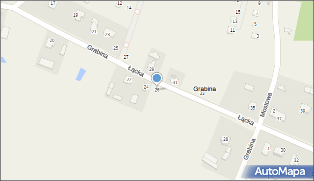 Grabina, Łącka, 26, mapa Grabina