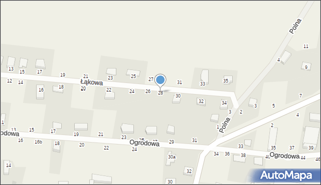 Grzybiany, Łąkowa, 28, mapa Grzybiany