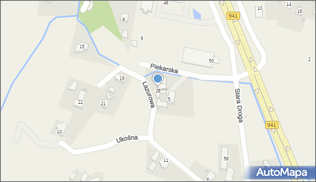 Harbutowice, Lazurowa, 18, mapa Harbutowice