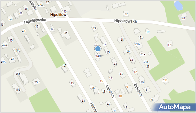 Hipolitów, Łąkowa, 14B, mapa Hipolitów