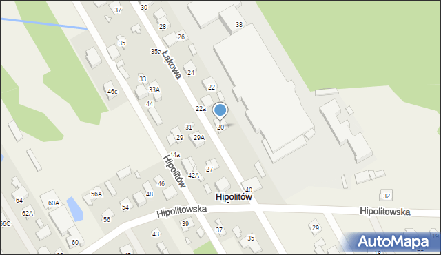 Hipolitów, Łąkowa, 20, mapa Hipolitów