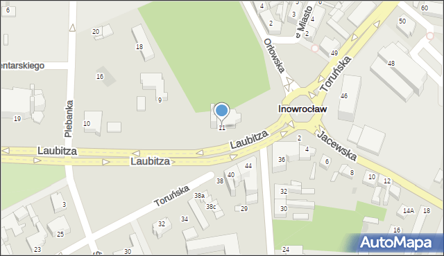 Inowrocław, Laubitza Antoniego, bp., 11, mapa Inowrocławia