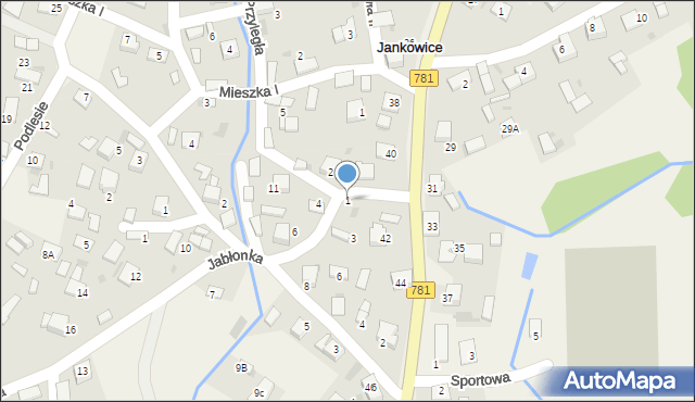 Jankowice, Łącząca, 1, mapa Jankowice